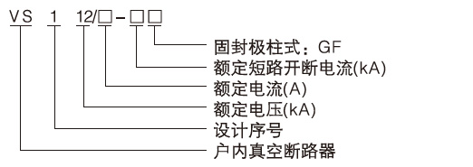 VS1-12固封式戶(hù)內(nèi)高壓真空斷路器型號(hào)含義1